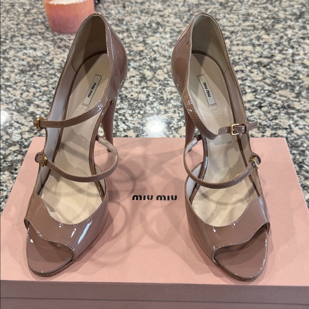 Miu Miu Nude Patent Leather Heels